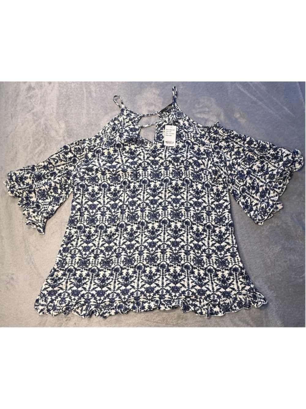 Weekend Suzanne Betro Blouse Lace Medallion Pattern Tunic Top Bohemian Size 1XL